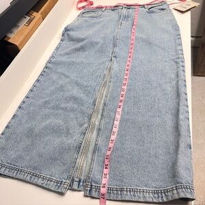 NWT denim maxi skirt Frank and Oak large jean cotton skirt front slit pockets